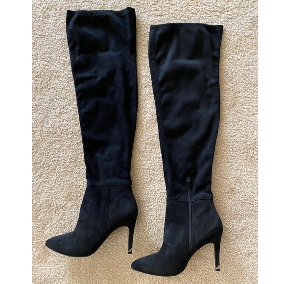 Black over the knee sued boot heels - Picture 1 of 2
